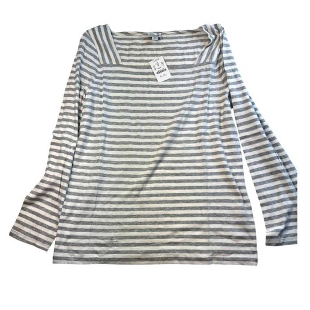 J.Crew Striped Square Neck Long Sleeve Top Cotton Blend‎ Tee Shirt Medium NWT